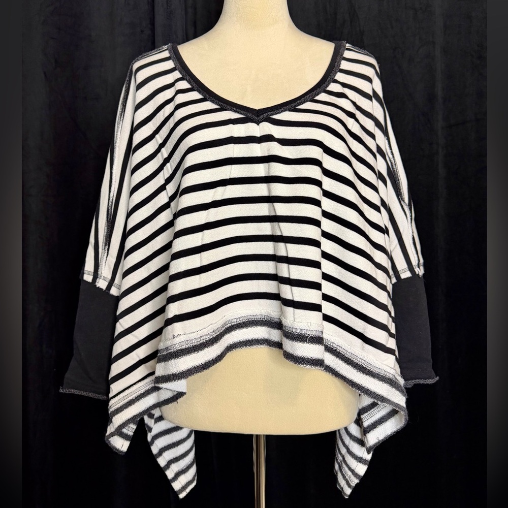 We The Free Cropped Striped Black and White Women's Sweater